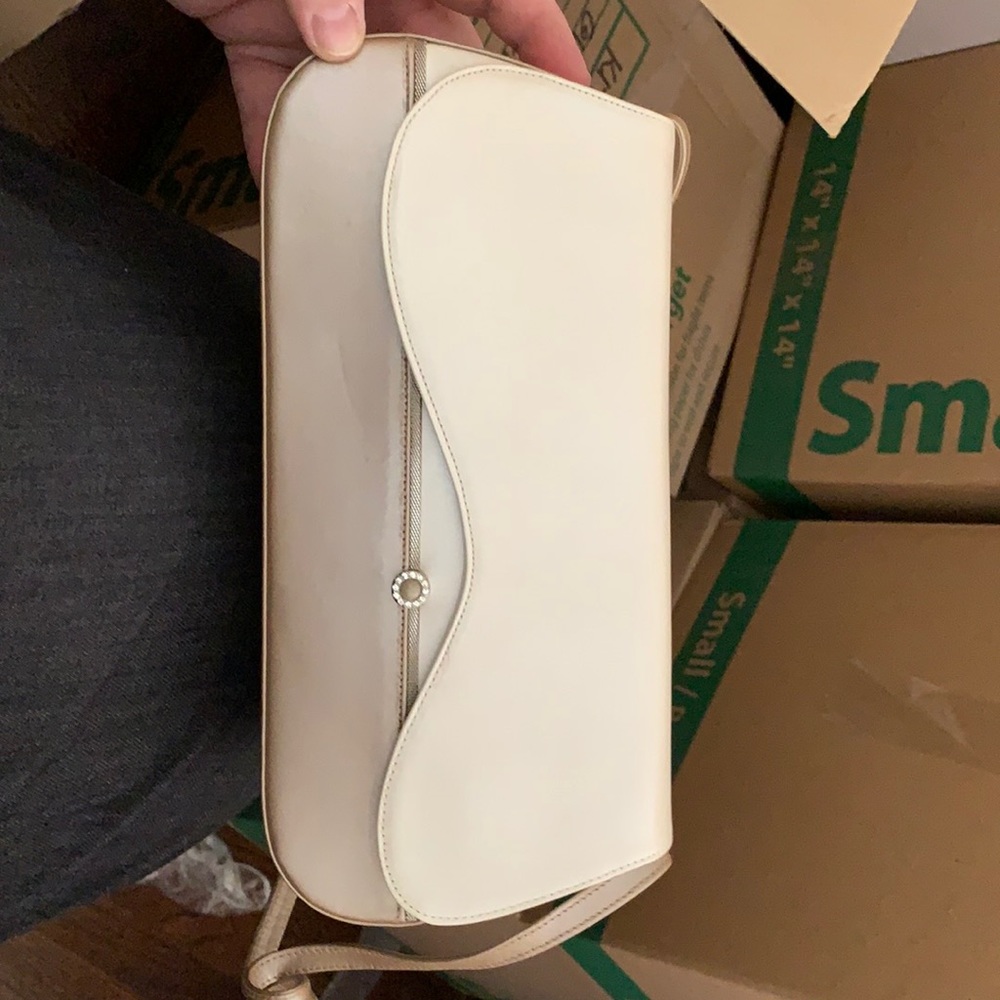 purse with strap, Magnetic close. two tone.